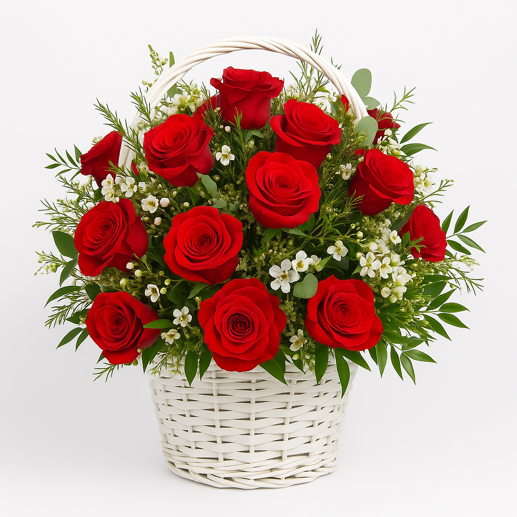 Kosz czerwonych róż